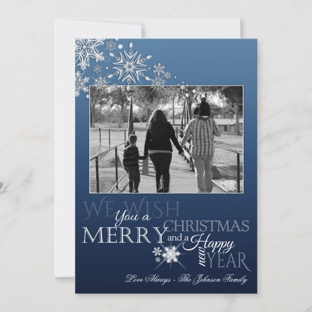5x7 Christmas XMAS Snowflakes Snow PHOTO Card (Front)
