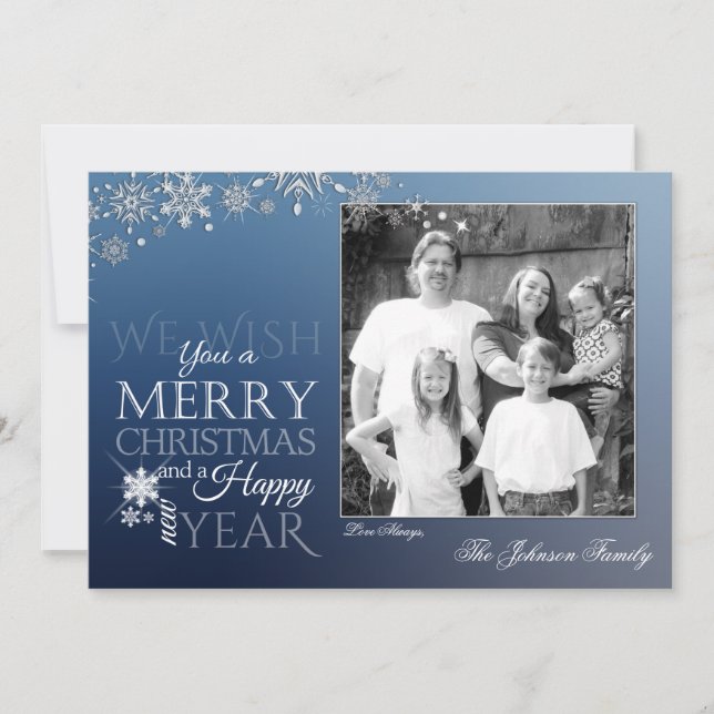 5x7 Christmas XMAS Snowflakes Snow PHOTO Card (Front)