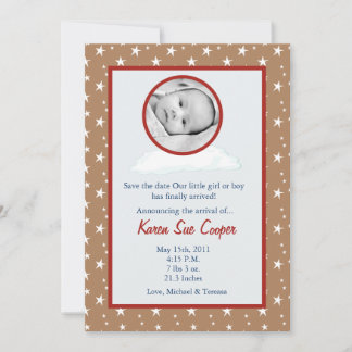 5x7 Circle PHOTO on a Cloud Birth Announcement