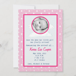 5x7 Circle with Wings PHOTO Birth Announcement