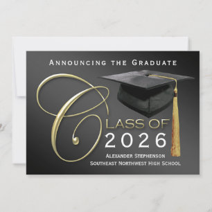 5x7 Class of 2025 Black Graduation Announcement