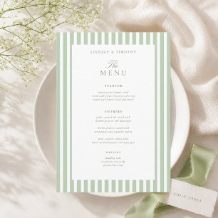 5x7" Classic Green Wedding Table Menu Cards