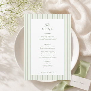 5x7" Classic Striped Green Wedding Table Menu