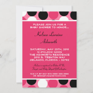 5x7 Colourful Pink Polka Dot Baby Shower Invitatio Invitation