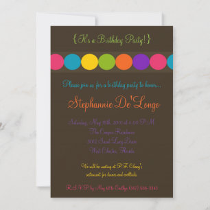 5x7 Colourful Polka Dot Birthday Party Invitation