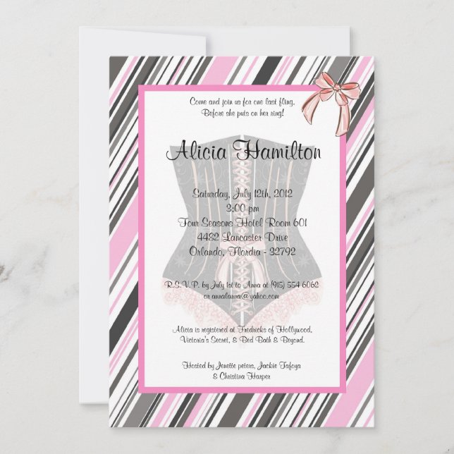5x7 Corset Bachelorette Invitation (Front)