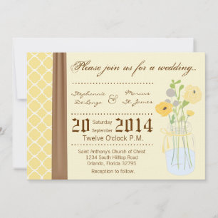 5x7 Country Mason Jar Flowers Wedding Invitation