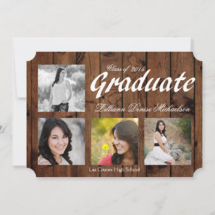 5x7 Country Rustic Barn Wood Senior Announcement