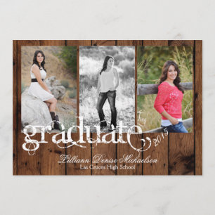 5x7 Country Rustic Barn Wood Senior Announcement