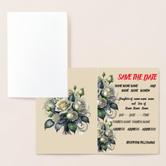 5x7 creme rose wedding invite SAVE THE DATE