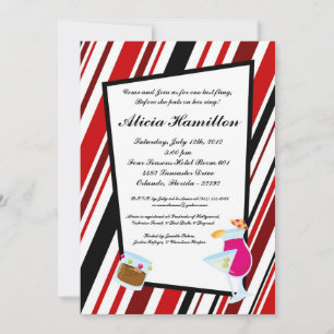5x7 Crimson Red Cocktails Bachelorette Invitation