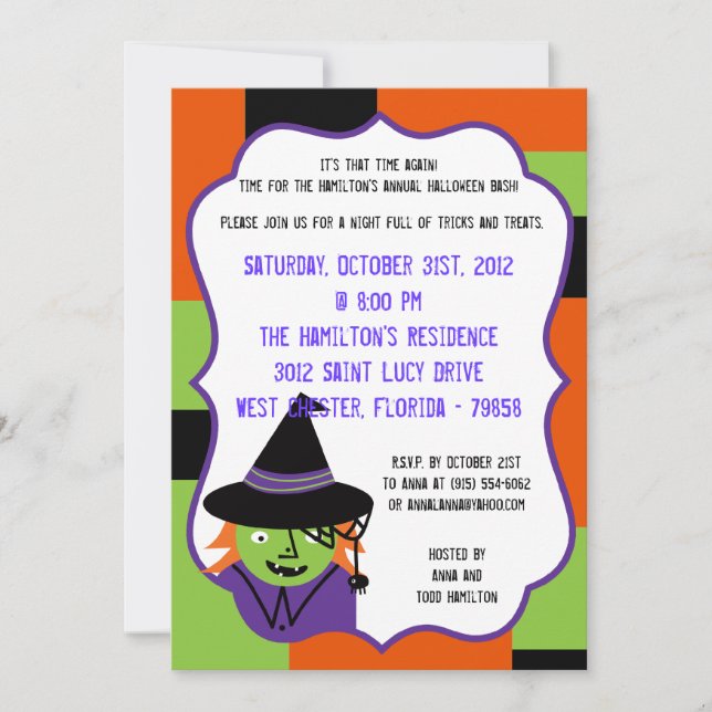 5x7 Cute Creatures Halloween Party Invitation (Front)