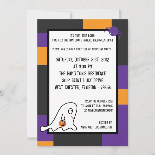 5x7 Cute Creatures Halloween Party Invitation (Front)