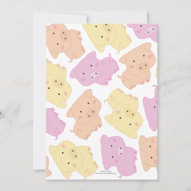 5x7 Cute Little Piggy Pig's Birthday Party Invite (Front)