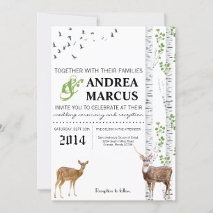 5x7 Deer Doe Woodland Buck Wedding Invitation