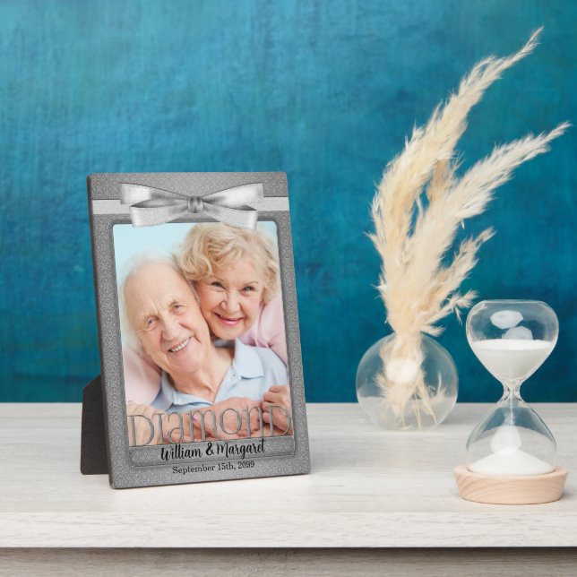 5x7 Diamond 60th Wedding Anniversary Photo Plaque (Side)