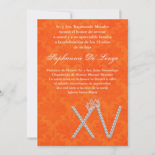 5x7 Diamond Topaz Quinceanera Birthday Invitation (Front)