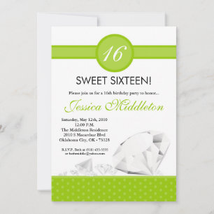 5x7 Diamonds Jewels Sweet 16 Birthday Invitation