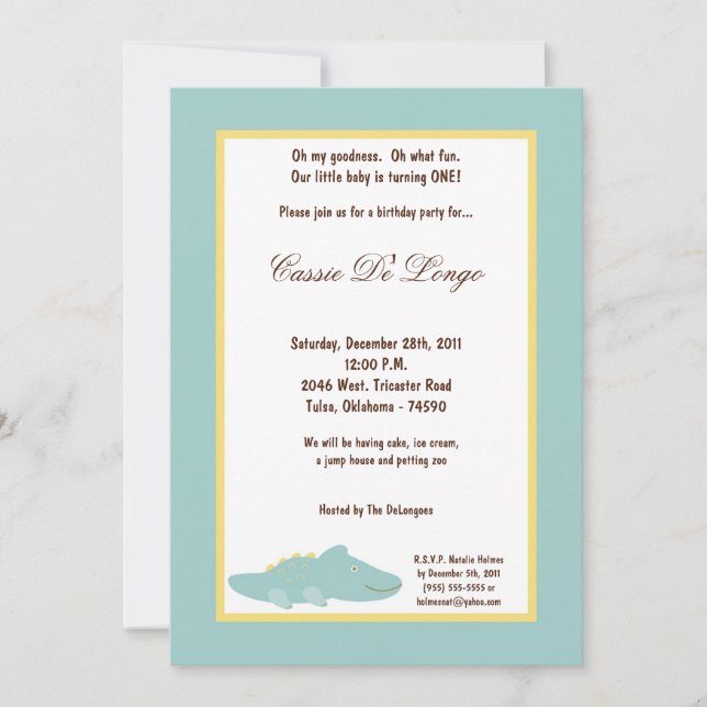 5x7 Dinosaur Birthday Party Invite (Front)