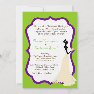 5x7 Electric Green Bride Wedding Invitation