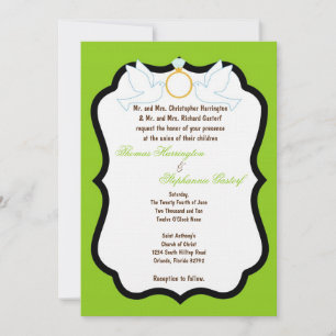5x7 Electric Green Dove Diamond Wedding Invitation