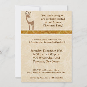 5x7 Elegant Reindeer Golden Scrolls Invitation