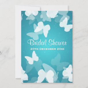 5x7 Elusive Butterflies Blue Bridal Shower Invitation
