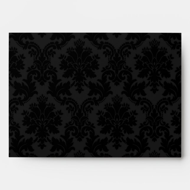 5x7 Envelope Black Damask Outside Hot Pink Inside (Front)