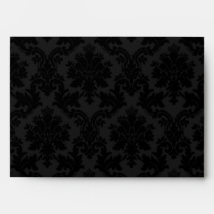 5x7 Envelope Black Damask Outside Teal Inside