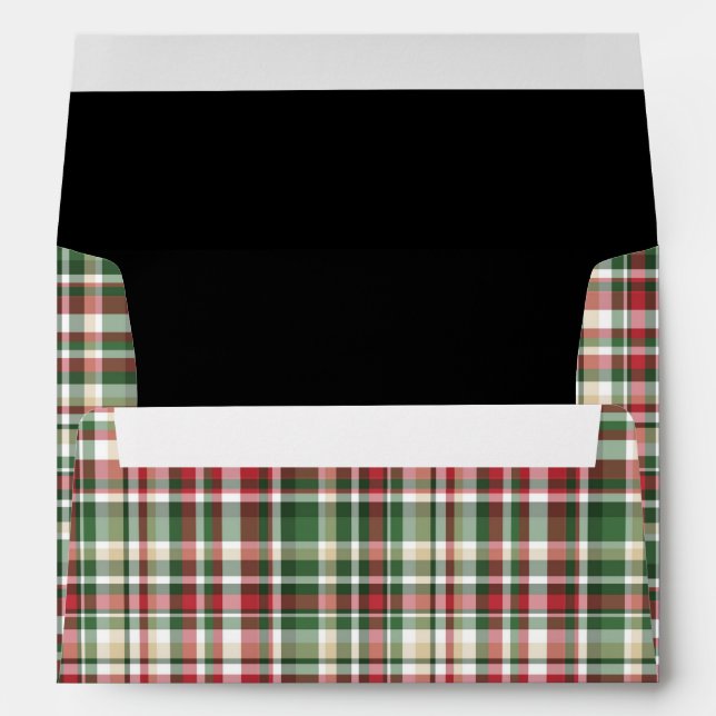 5x7 Envelope Gold Glitter Reindeer Plaid Buck Head (Back (Bottom))