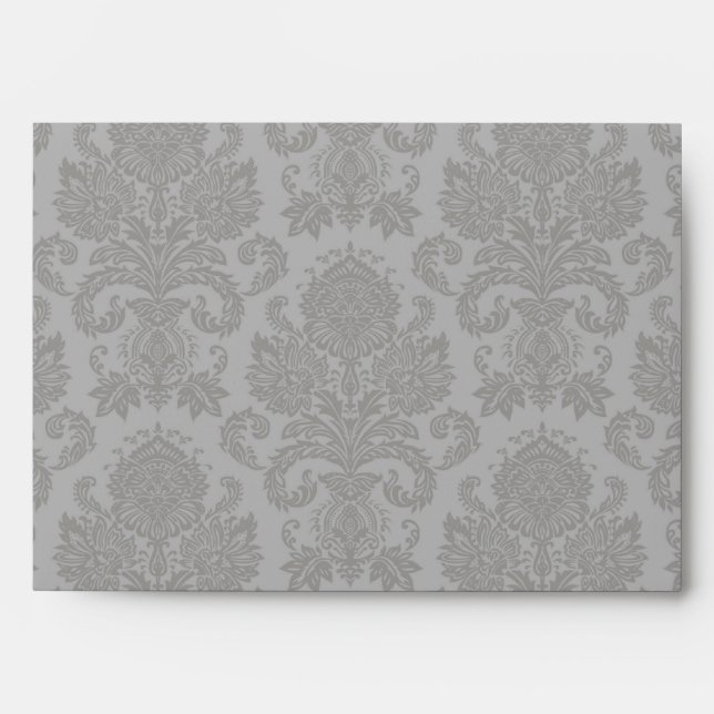 5x7 Envelope Grey Damask Outside Orange Inside (Front)