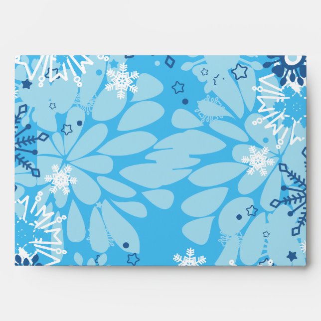 5x7  Envelope Option 1 Blue Tree / Snowflakes (Front)