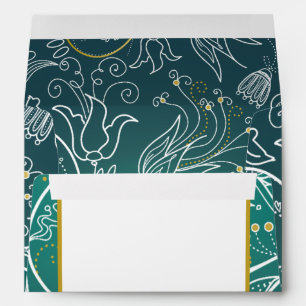 5x7 Envelope Option 3 Teal/Yellow Mustard Floral