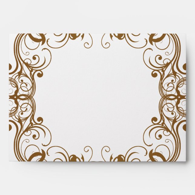 5x7  Envelope Option 4 Gold and Black Damask (Front)