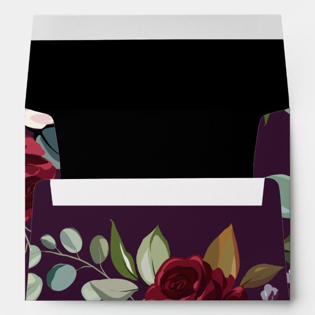5x7 Envelope Plum Purple Roses Gold Geometric (Back (Bottom))