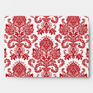 5x7 Envelope Red Damask Outside Red Crimson Inside