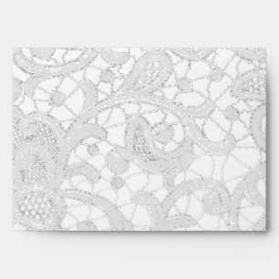 5x7 Envelope White Lace Outside Grey Inside