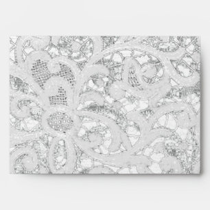 5x7 Envelope White Lace Outside Teal Inside