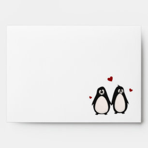 5x7 Envelope White Pengiuns Outside Red Inside