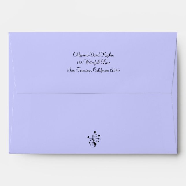 5x7 Envelope with Lavender Liner and flower (Back (Top Flap))