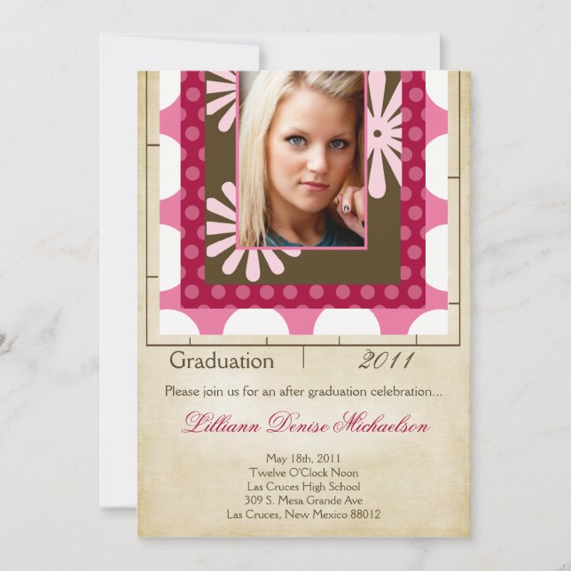 5x7 Fabric Swatches Photo Graduation Announcement (Front)