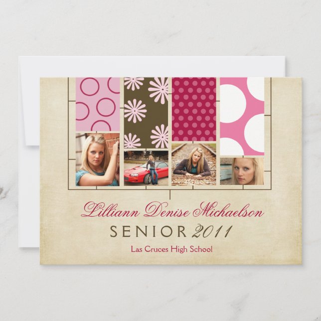 5x7 Fabric Swatches Photo Senior Announcement (Front)
