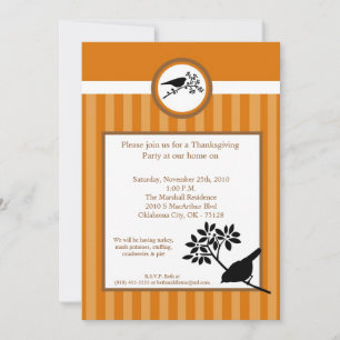5x7 Fall Bird Harvest Thanksgiving Invitation
