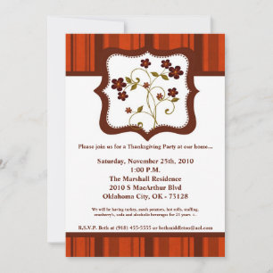 5x7 Fall Flower Floral Thanksgiving Invitation