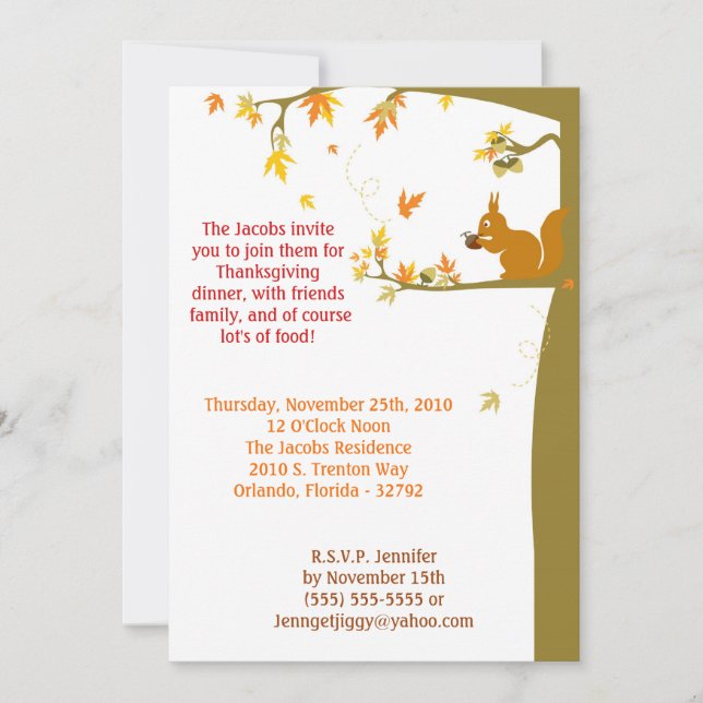 5x7 Fall Leaves Thanksgiving Party Invitation (Front)