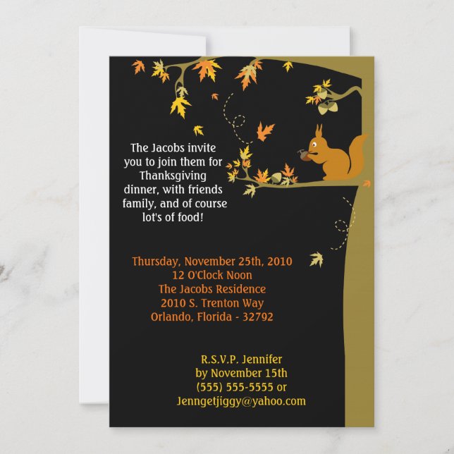 5x7 Fall Leaves Thanksgiving Party Invitation (Front)