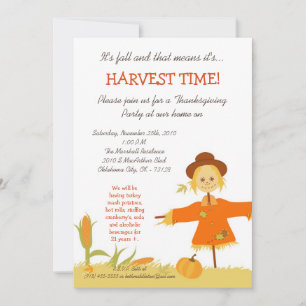5x7 Fall Scarecrow Harvest Thanksgiving Invitation