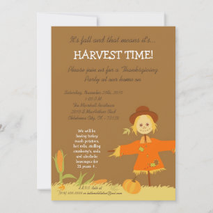 5x7 Fall Scarecrow Harvest Thanksgiving Invitation