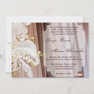 5x7 Feather Centre Piece Glam Wedding Invitation