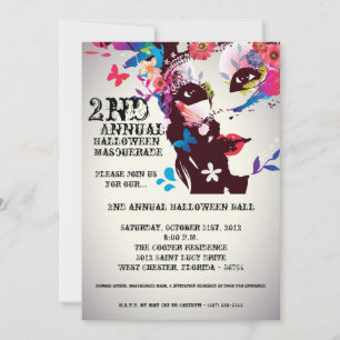 5x7 Floral Masquerade Halloween Invitation